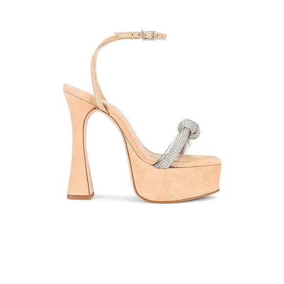 SCHUTZ Shoes - Schutz Women's Peaky Embellished Platform Heels Beige Size 9.5 B